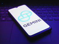 The logo of the cryptocurrency exchange Gemini Trust appears on the screen of a smartphone in Reno, United States, on December 9, 2024. (