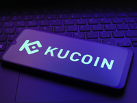 The logo of the cryptocurrency exchange KuCoin appears on the screen of a smartphone in Reno, United States, on December 9, 2024. (