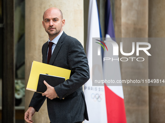 Jean-Noel Barrot, Minister of Foreign Affairs, is at the Elysee Palace for the bilateral meeting between French President Emmanuel Macron an...