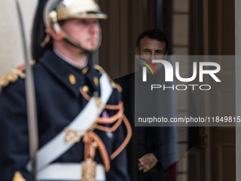 French President Emmanuel Macron receives the President of Guinea Bissau, Umaro Sissoco Embalo, at the Elysee Palace in Paris, France, on De...