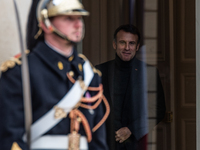 French President Emmanuel Macron receives the President of Guinea Bissau, Umaro Sissoco Embalo, at the Elysee Palace in Paris, France, on De...