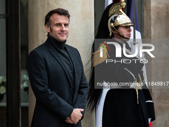 French President Emmanuel Macron receives the President of Guinea Bissau, Umaro Sissoco Embalo, at the Elysee Palace in Paris, France, on De...