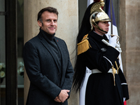 French President Emmanuel Macron receives the President of Guinea Bissau, Umaro Sissoco Embalo, at the Elysee Palace in Paris, France, on De...