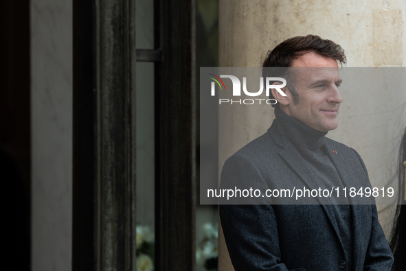 French President Emmanuel Macron receives the President of Guinea Bissau, Umaro Sissoco Embalo, at the Elysee Palace in Paris, France, on De...