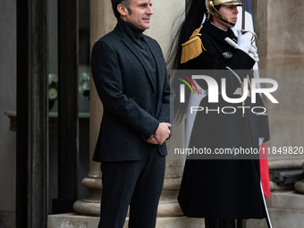 French President Emmanuel Macron receives the President of Guinea Bissau, Umaro Sissoco Embalo, at the Elysee Palace in Paris, France, on De...