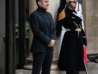 French President Emmanuel Macron receives the President of Guinea Bissau, Umaro Sissoco Embalo, at the Elysee Palace in Paris, France, on De...