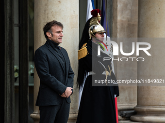 French President Emmanuel Macron receives the President of Guinea Bissau, Umaro Sissoco Embalo, at the Elysee Palace in Paris, France, on De...