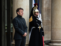 French President Emmanuel Macron receives the President of Guinea Bissau, Umaro Sissoco Embalo, at the Elysee Palace in Paris, France, on De...