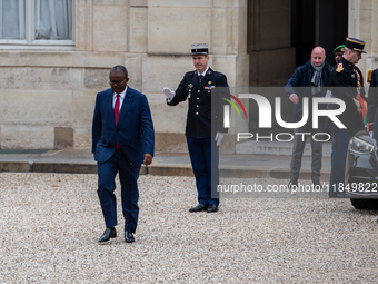 French President Emmanuel Macron receives the President of Guinea Bissau, Umaro Sissoco Embalo, at the Elysee Palace in Paris, France, on De...