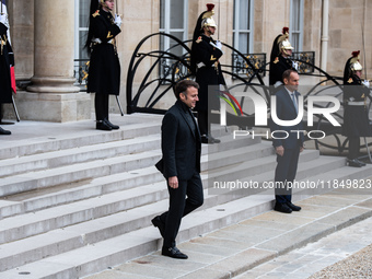 French President Emmanuel Macron receives the President of Guinea Bissau, Umaro Sissoco Embalo, at the Elysee Palace in Paris, France, on De...