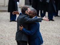 French President Emmanuel Macron receives the President of Guinea Bissau, Umaro Sissoco Embalo, at the Elysee Palace in Paris, France, on De...