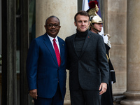 French President Emmanuel Macron receives the President of Guinea Bissau, Umaro Sissoco Embalo, at the Elysee Palace in Paris, France, on De...