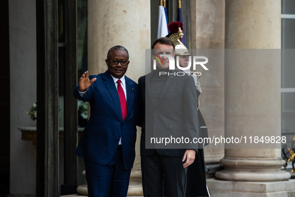 French President Emmanuel Macron receives the President of Guinea Bissau, Umaro Sissoco Embalo, at the Elysee Palace in Paris, France, on De...