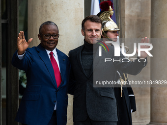 French President Emmanuel Macron receives the President of Guinea Bissau, Umaro Sissoco Embalo, at the Elysee Palace in Paris, France, on De...