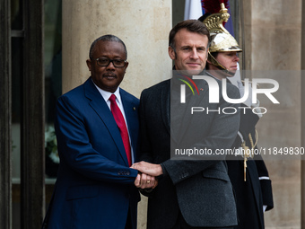 French President Emmanuel Macron receives the President of Guinea Bissau, Umaro Sissoco Embalo, at the Elysee Palace in Paris, France, on De...