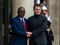 French President Emmanuel Macron receives the President of Guinea Bissau, Umaro Sissoco Embalo, at the Elysee Palace in Paris, France, on De...