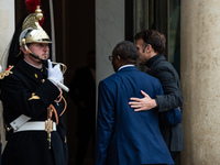 French President Emmanuel Macron receives the President of Guinea Bissau, Umaro Sissoco Embalo, at the Elysee Palace in Paris, France, on De...