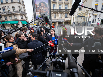 In Paris, France, on September 12, 2024, Cyrielle Chatelain, President of the Ecologistes at the National Assembly, Marine Tondelier, Nation...