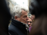 National Secretary of the French Communist Party Fabien Roussel speaks to the press outside the Elysee Palace following consultations with P...