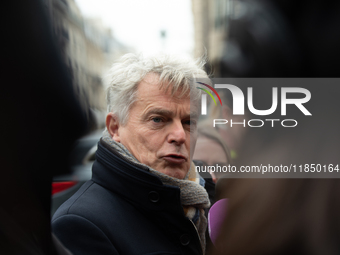 National Secretary of the French Communist Party Fabien Roussel speaks to the press outside the Elysee Palace following consultations with P...