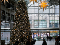 A large Christmas tree is decorated in Toronto, Ontario, Canada, on December 8, 2024. (