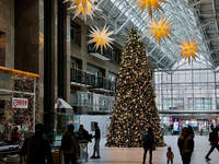 A large Christmas tree is decorated in Toronto, Ontario, Canada, on December 8, 2024. (