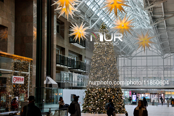 A large Christmas tree is decorated in Toronto, Ontario, Canada, on December 8, 2024. 