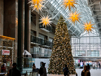 A large Christmas tree is decorated in Toronto, Ontario, Canada, on December 8, 2024. (