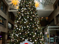 A large Christmas tree is decorated in Toronto, Ontario, Canada, on December 8, 2024. (