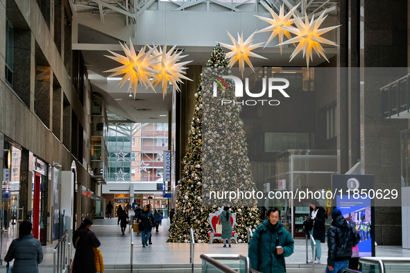 A large Christmas tree is decorated in Toronto, Ontario, Canada, on December 8, 2024. 