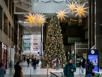 A large Christmas tree is decorated in Toronto, Ontario, Canada, on December 8, 2024. (