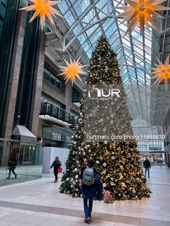 A large Christmas tree is decorated in Toronto, Ontario, Canada, on December 8, 2024. 