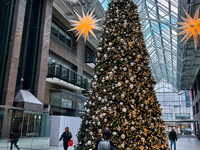 A large Christmas tree is decorated in Toronto, Ontario, Canada, on December 8, 2024. (