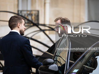 Antoine Armand, Minister for the Economy, Finance and Industry, arrives at the Elysee Palace to meet with French President Emmanuel Macron i...