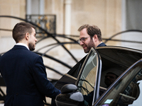 Antoine Armand, Minister for the Economy, Finance and Industry, arrives at the Elysee Palace to meet with French President Emmanuel Macron i...