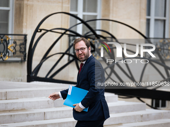 Antoine Armand, Minister for the Economy, Finance and Industry, arrives at the Elysee Palace to meet with French President Emmanuel Macron i...