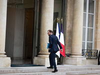 Antoine Armand, Minister for the Economy, Finance and Industry, arrives at the Elysee Palace to meet with French President Emmanuel Macron i...