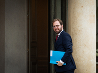 Antoine Armand, Minister for the Economy, Finance and Industry, arrives at the Elysee Palace to meet with French President Emmanuel Macron i...