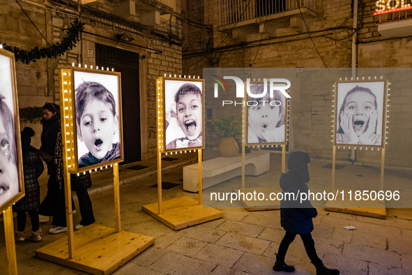 Artist lights illuminate Menotti Garibaldi Square in Ruvo di Puglia, Italy, on December 8, 2024. The courses and streets of Ruvo di Puglia's...