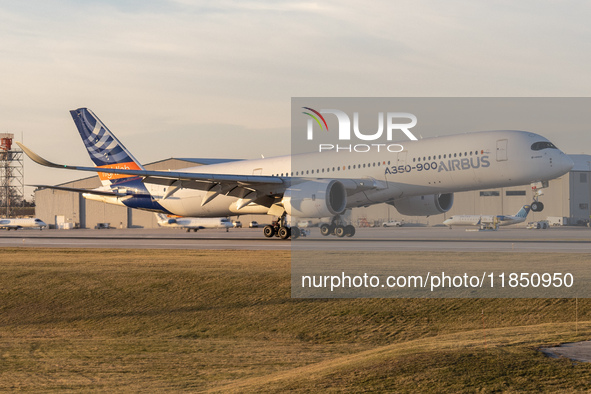 The Airbus A350-900 XWB cold weather testing aircraft was spotted in Milwaukee, Wisconsin 