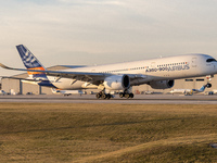 The Airbus A350-900 XWB cold weather testing aircraft was spotted in Milwaukee, Wisconsin (