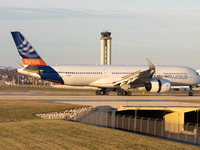 The Airbus A350-900 XWB cold weather testing aircraft was spotted in Milwaukee, Wisconsin (