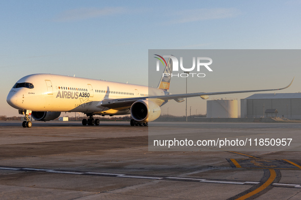 The Airbus A350-900 XWB cold weather testing aircraft was spotted in Milwaukee, Wisconsin 