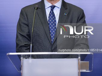 Radoslaw Sikorski Poland's Minister of Foreign Affairs during press conference in Warsaw, Poland on December 09, 2024. (