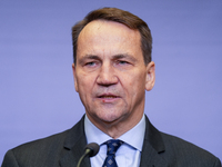 Radoslaw Sikorski Poland's Minister of Foreign Affairs during press conference in Warsaw, Poland on December 09, 2024. (