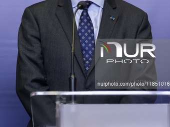 Radoslaw Sikorski Poland's Minister of Foreign Affairs during press conference in Warsaw, Poland on December 09, 2024. (