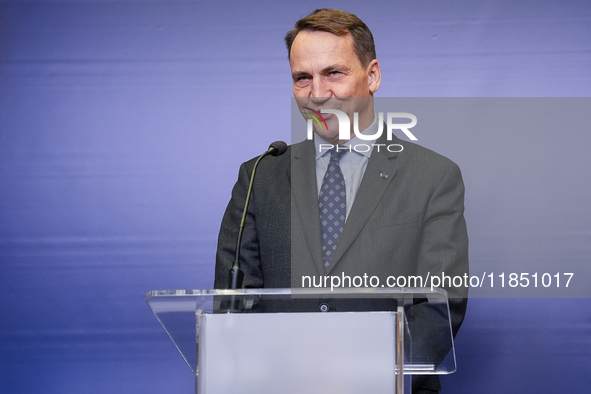 Radoslaw Sikorski Poland's Minister of Foreign Affairs during press conference in Warsaw, Poland on December 09, 2024. 