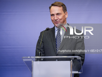 Radoslaw Sikorski Poland's Minister of Foreign Affairs during press conference in Warsaw, Poland on December 09, 2024. (