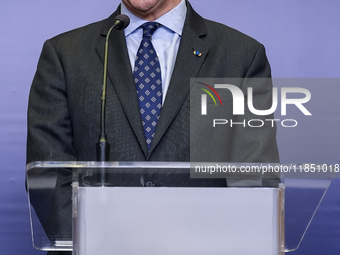 Radoslaw Sikorski Poland's Minister of Foreign Affairs during press conference in Warsaw, Poland on December 09, 2024. (