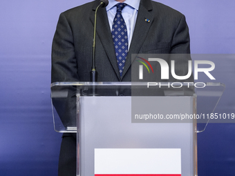 Radoslaw Sikorski Poland's Minister of Foreign Affairs during press conference in Warsaw, Poland on December 09, 2024. (